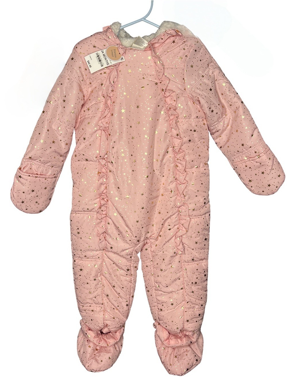 First Impressions Pink Snowsuit w/ Sherpa Lining 24M NWT